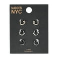 thumbnail image 2 of Madden NYC Women's Fashion Tri Tone Stone Mixed Huggie Trio Earring Set, 2 of 7