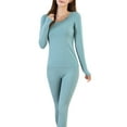 thumbnail image 4 of snowsong Thermal Underwear for Women,2024 Hot Women's Solid Fitted Cotton Wool Thermal Long Sleeve Long Pants Underwear Set,Pajamas Set,Undershirts Long Sleeve,Thermal Suit, Mint Green L, 4 of 9