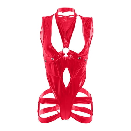 

QIIBURR Ladies Sexy Lingerie Sexy Patent Leather Suit Passion Clothes Uniform Temptation Sexy Plus Size