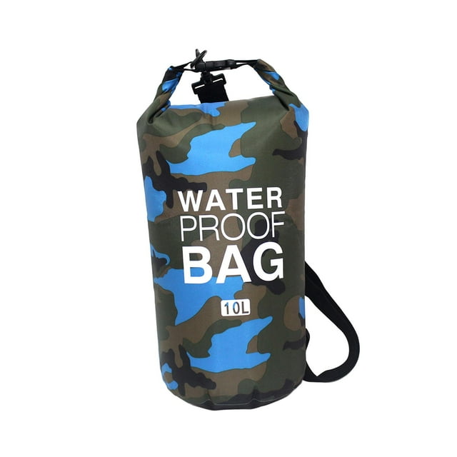 relayinert Waterproof Bag with Shoulder Strap Rafting Bag for Swimming Beach Fishing 5L Blue 10L
