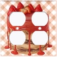 thumbnail image 2 of Metal Light Switch Wall Plate Outlet Cover (Layered Chocolate Strawberry Custard Cake - Double Duplex), 2 of 2