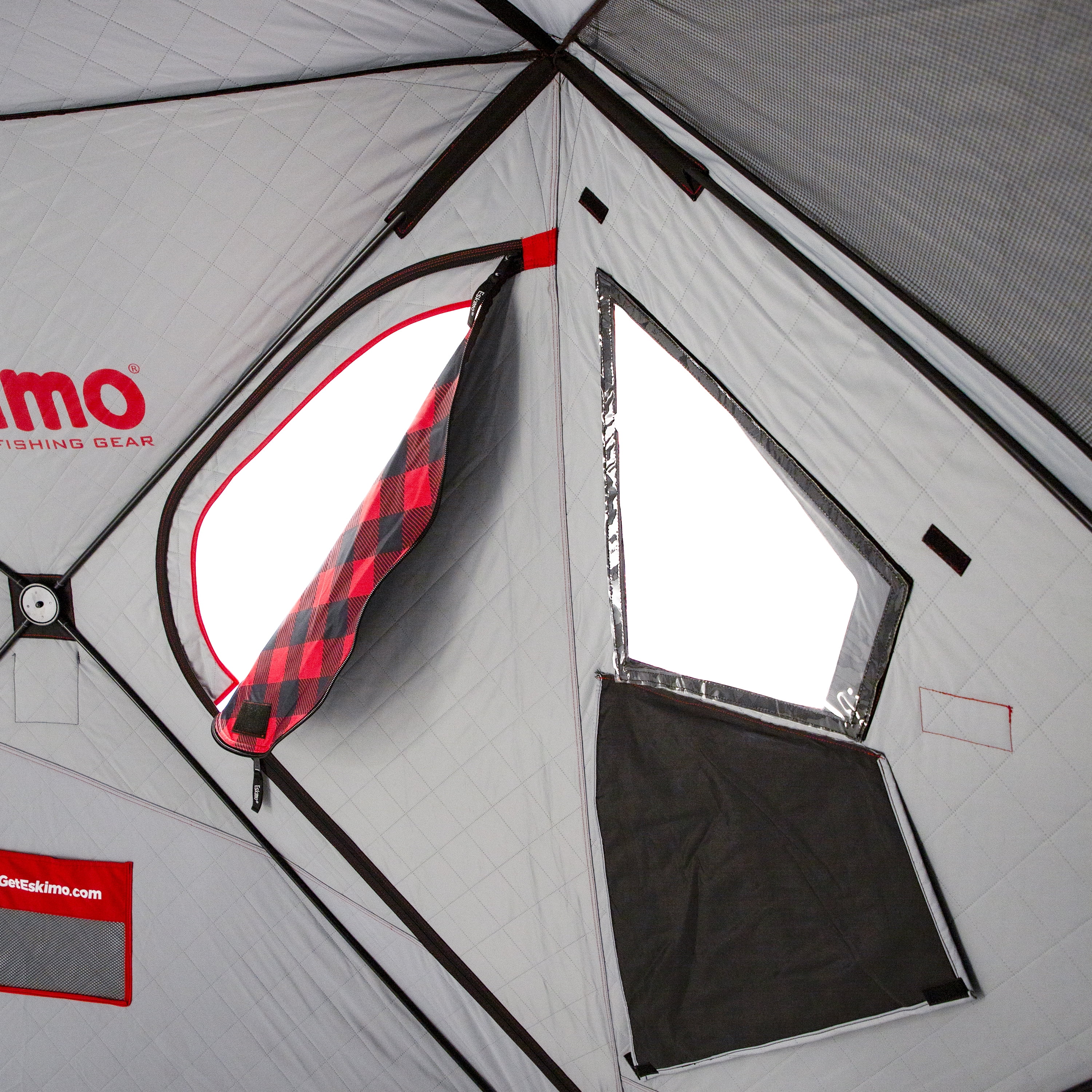 Eskimo Outbreak 350XD Limited Pop-up Portable Insulated Ice Fishing Shelter,  63 sq ft. Fishable Area, 3-4 Person, Red/Black, 126 x 126, Shelters -   Canada