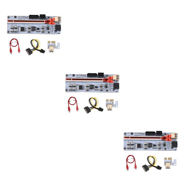 Shengyu PCI-E Adaptateur 1x vers 16x avec Indicateurs DEL Rallonge PCI Haute Vitesse Rouge 3 Ensembles