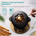 thumbnail image 2 of Juego de fondue de queso Navaris para 6 personas: juego de fondue de hierro fundido de 2 cuartos con 6 tenedores codificados por colores para queso, chocolate o carne, con protector contra salpicadura, 2 of 5