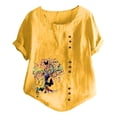 thumbnail image 1 of Gibobby Playera de Verano para Mujer Nueva camiseta algodón informal con estampado Retro literario y artístico elegante para mujer(Amarillo,M), 1 of 4