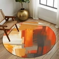 thumbnail image 3 of Round Rugs 8 Ft, Burnt Orange Brown Non Slip Area Rugs for Kitchen Bedroom Entryway, Farmhouse Ombre Abstract Mottled Art Washable Carpet Runner Rug Floor Mats for Bedroom Home Decor, 3 of 9
