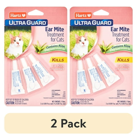 (2 pack) Hartz UltraGuard Ear Mite Treatment for Cats, 0.101oz