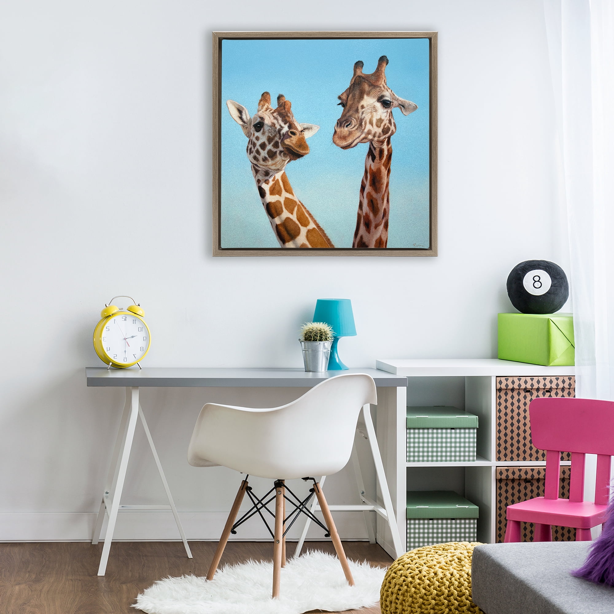 Stupell Industries Romantic Soulmate Giraffes Brown Framed Floater Canvas Wall Art, design by Lucia Heffernan