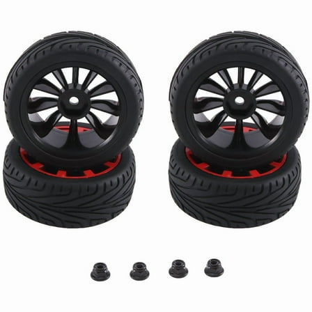 4Pcs 12mm Hex Wheel Rims & OD 2.59Inch Rubber Tires for RC 1/10 On-Road Touring Car,D