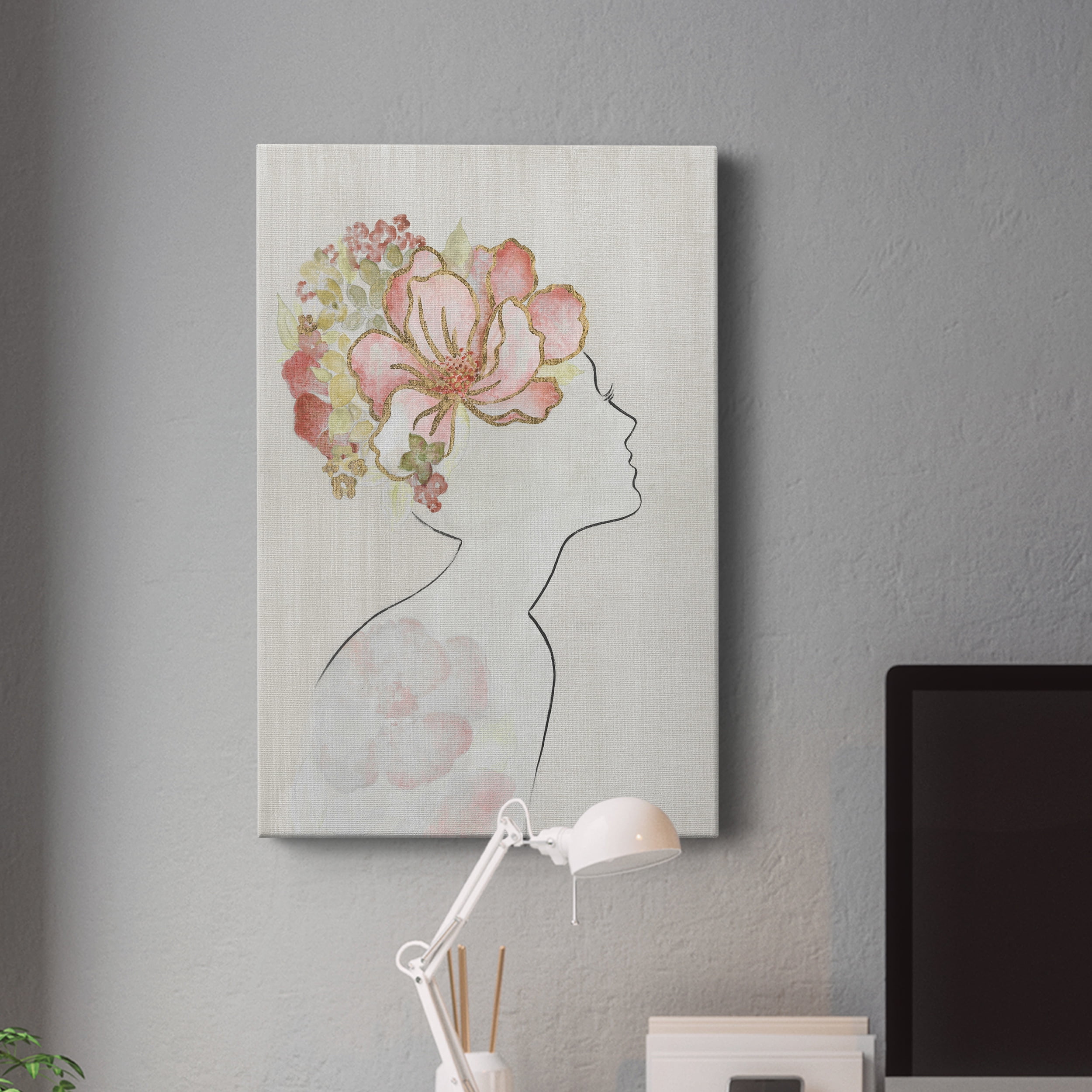 Fashion Floral Silhouette I Premium Gallery Wrapped Canvas - Ready to Hang - 40 x 60