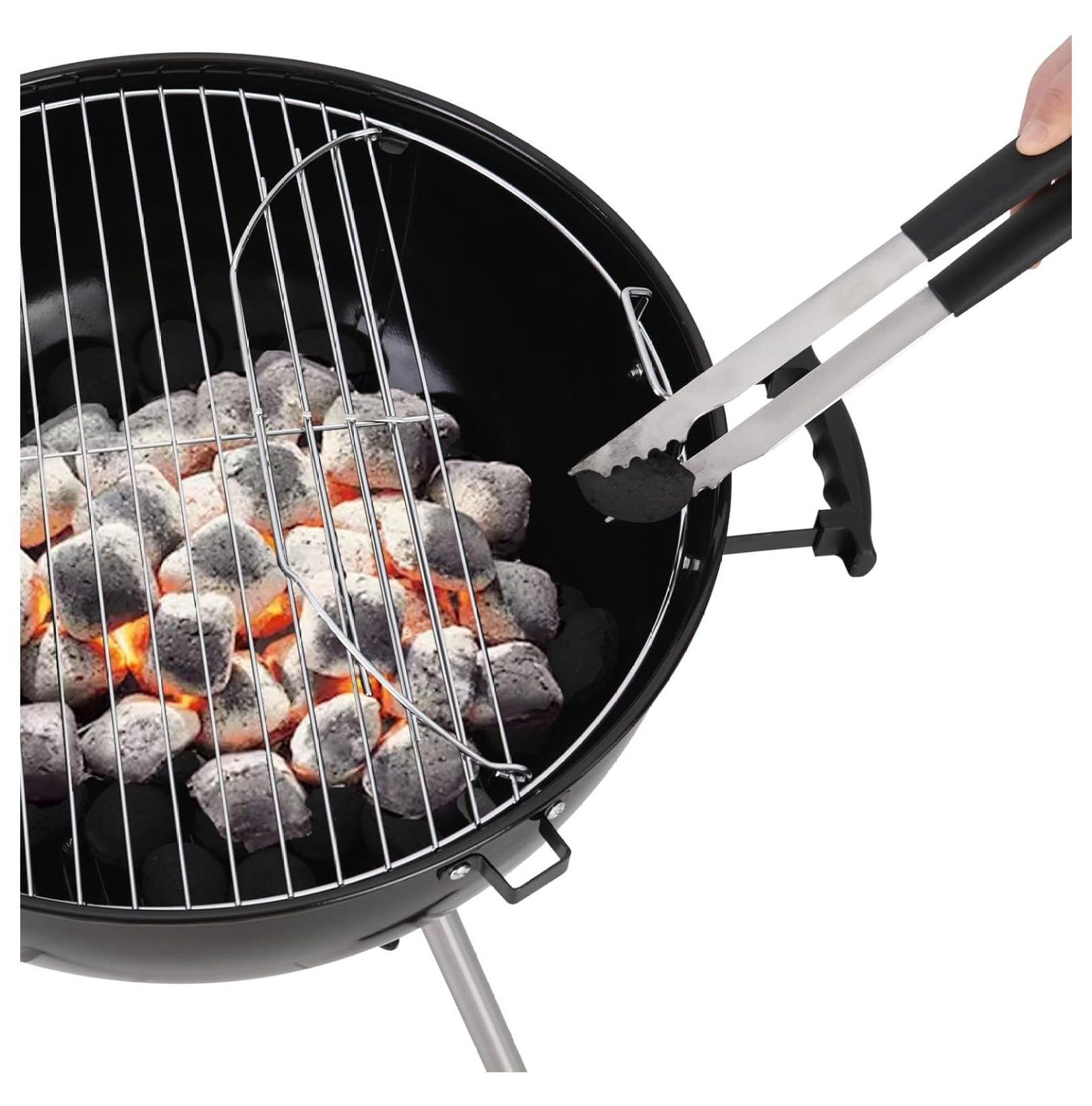 18 inch Kettle Charcoal BBQ Grill with Wheels, Portable Charcoal Grill with Porcelain-Enameled Lid & Catcher for Outdoor Cooking Barbecue Camping Picnics Tailgating