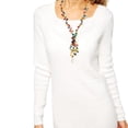 thumbnail image 2 of Festive Mixed Colors Dyed Mother of Pearl Shells and Stone Lariat Necklace, 2 of 4