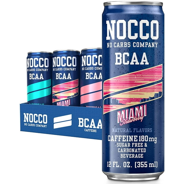 NOCCO BCAA Energy Drink Summer Variety Pack 12 Fl Oz, Pack of 12
