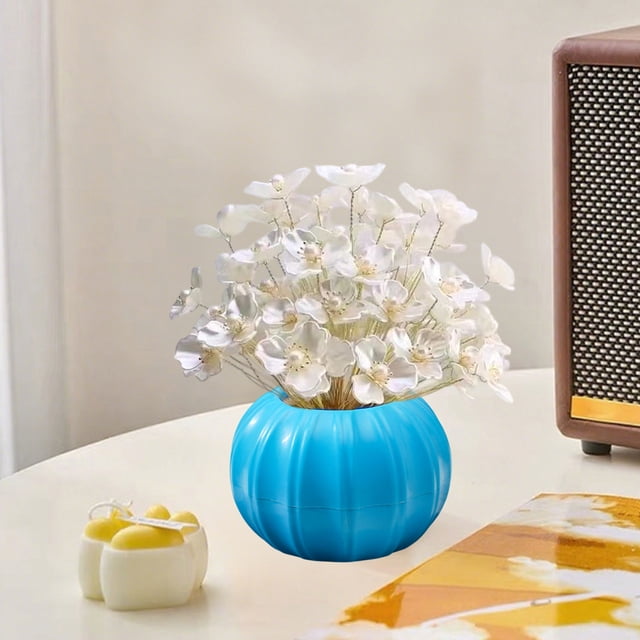 Maceta de plástico original con forma de calabaza de imitación, para decoración de fiestas, con dos mitades unidas.