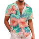 thumbnail image 1 of Camisas de Manga Larga para Hombres, Cómoda Impresión de Manga Corta Blusa de Cuello Redondo Hecha de Poliéster Ligero para el Verano, Camisas de Verano para Hombre, 1 of 3