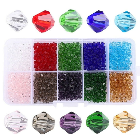 800pcs Bicone Faceted Crystal Glass Beads Assortment Crafting Jewelry Supplies