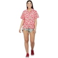 thumbnail image 4 of Stylore Womens Hawaiian Shirt Short Sleeve Blouse Funky Cherry Pink S, 4 of 7