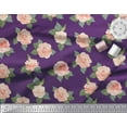 thumbnail image 2 of Soimoi Purple polyester Crepe Fabric Leaves & Faith Rose Floral Print Sewing Fabric By the Yard 52 Inch Wide, 2 of 3