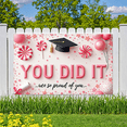 thumbnail image 4 of Graduation Cap Graduation Banner Diploma Achievement Banner Pink Balloons Lollipop Confetti Banner for Graduation Ceremony School Event Student Celebration, 4 of 9