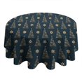 thumbnail image 4 of Dark Blue Christmas Tree Pattern Round Tablecloth 60"x60",Wrinkle Wipeable Table Cloth for Kitchen Dining Room Picnic Patio Party, 4 of 6