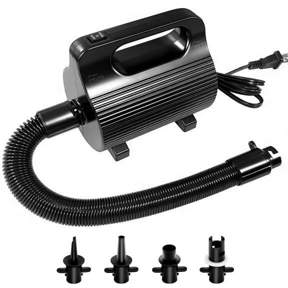 600W Electric Air Pump, High Power 2-Speed Inflate/Deflate Portable Air Mattress Pump with 4 Nozzles for Inflatables, Air Beds, Pool Floats, Camping
