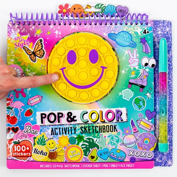 Cuaderno de bocetos Just My Style Pop & Color con juego de bolígrafos para niños