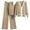 Khaki, variant on Timegard 3pc Outfits for Women Knitted V Neck Tank Tops Zip up Long Sleeve Cardigan Sweater Wide Leg Pants with Pockets Sets