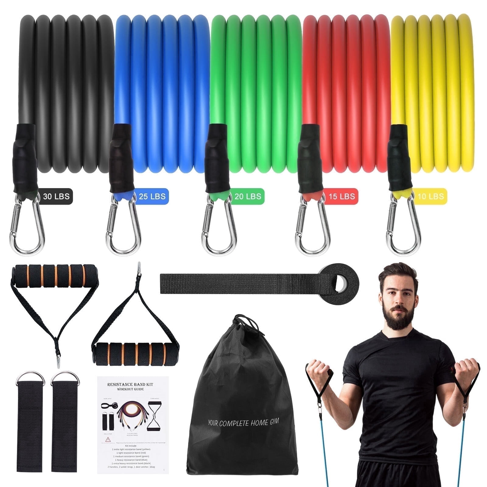 Vowella 5-Level Resistance Bands Set - for Leg & Glute Workouts, Strength Training, Physical Therapy & Stretching, Set of 5 Latex Loop Bands