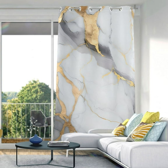 White Gold Black Marble Blackout Curtains W82 x L42 1 Panel Window Curtain for Bedroom Living Room