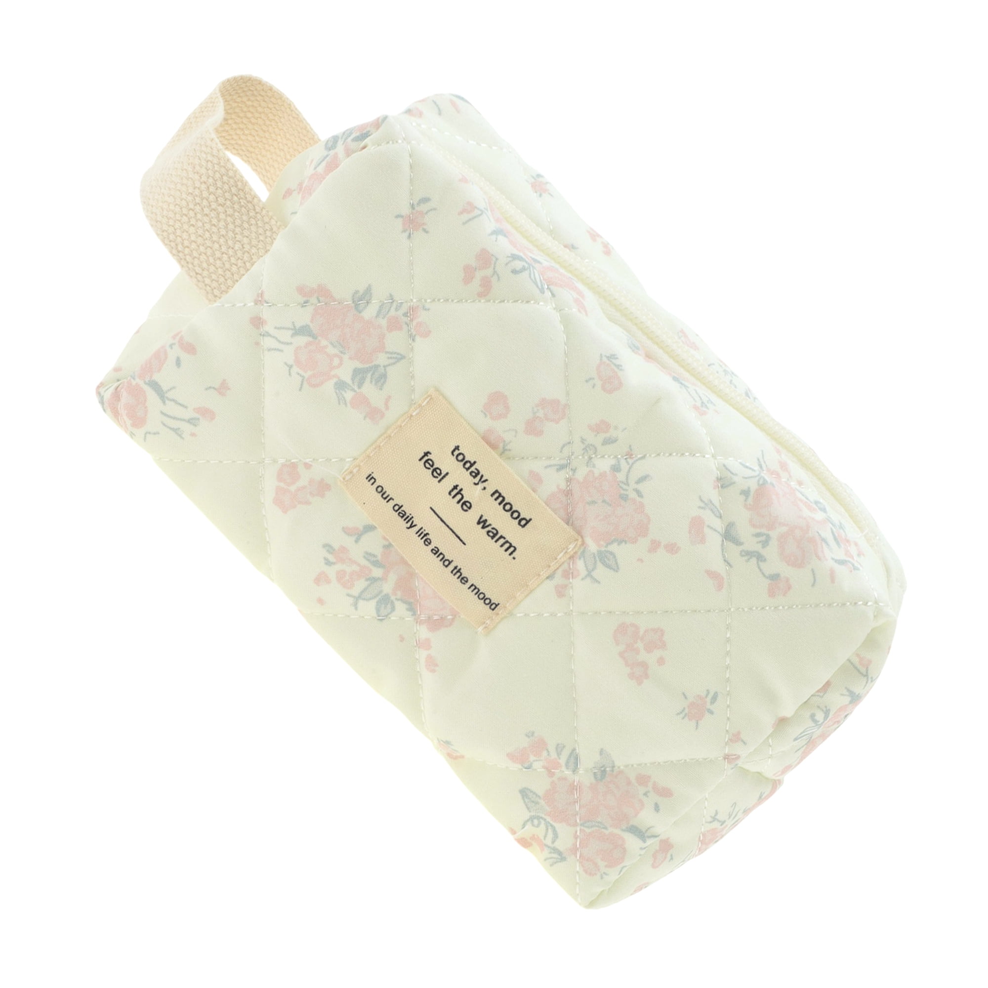 Unique Bargains 1Pc Durable Rose Floral Print Storage Makeup Bag for Vacation Pink