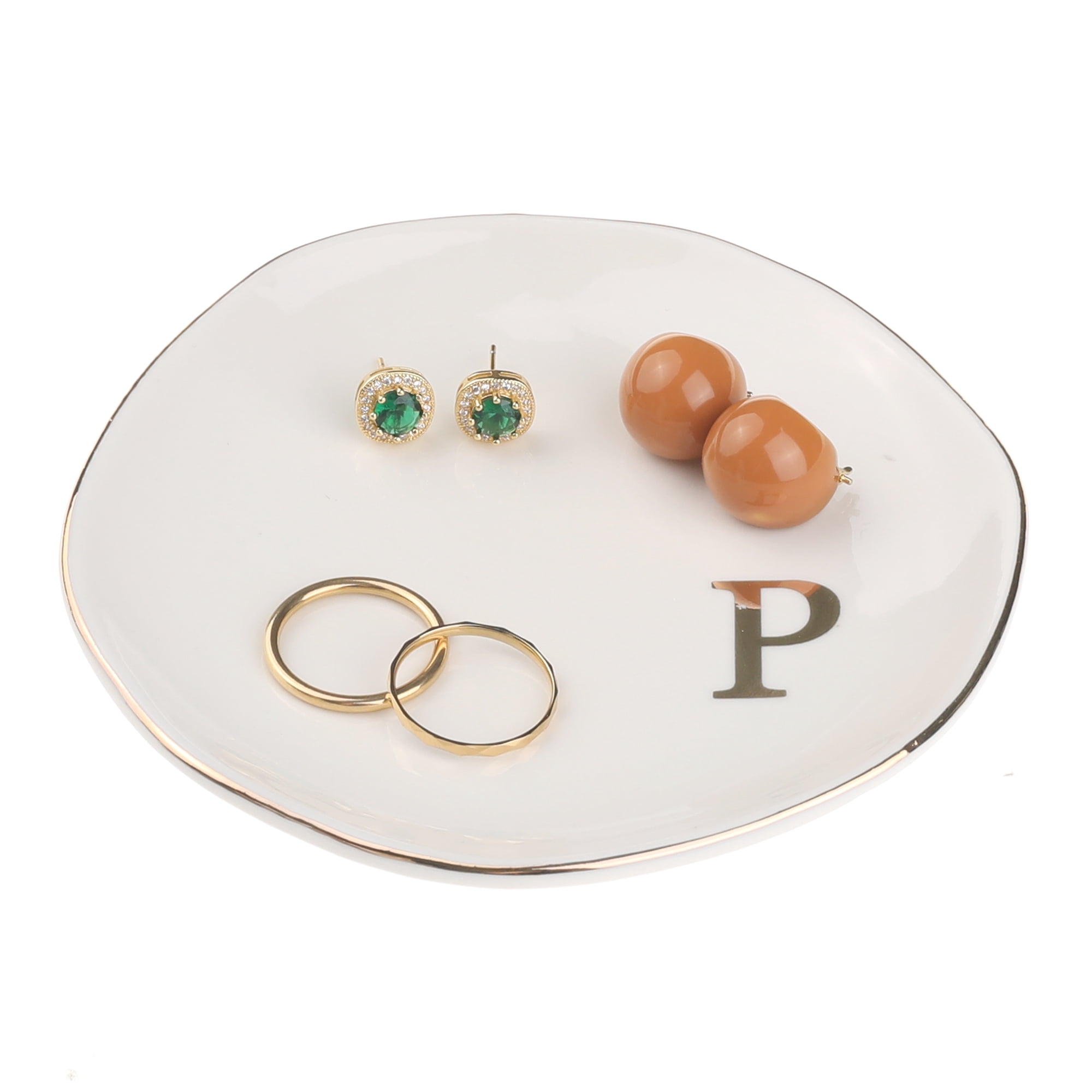 Unique Bargains Ceramic Jewelry Tray Decorative Trinket Dish Gifts Jewelry Boxes White-P