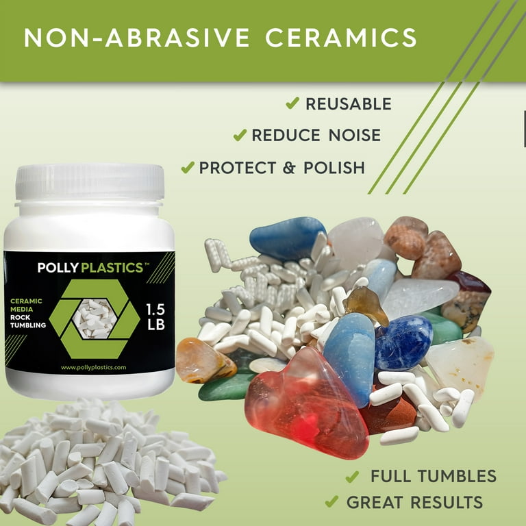 Free Shipping! Polly Plastics Rock Tumbler Grit Kit with Ceramic