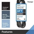 thumbnail image 4 of Thonapa 6 Ft Black Extension Cord - 16/3 Electrical Cable with 3 Prong Grounded Plug for Safety, 4 of 4