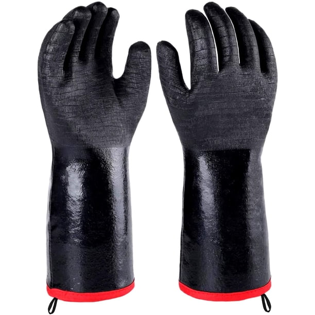 Guantes aislados resistentes al calor/frío para barbacoa/parrilla, guantes de horno para ahumador, freír pavo, ahumar carne, comida caliente, soporte para ollas, retardante de llama a prueba de agua y aceite con revestimiento de neopreno (18") Sailing Electrónica