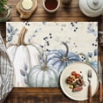 thumbnail image 4 of Blue Pumpkin Leaf Placemats Set of 4 Fall Thanksgiving Heat Insulated Linen Place Mats, Washable Stain-Proof Table Mats for Dining Tables Holiday Decor 13x19inch, 4 of 9