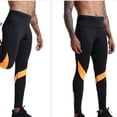thumbnail image 7 of Mens High Waist Leggings Athletic Workout Thermal Underwear Pants Quick Dry Color Block Stretch Pants Black, 4XL, 7 of 7