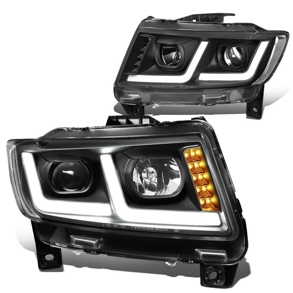 DNA Motoring For 11-13 Jeep Grand Cherokee LED DRL Projector Headlight Lamps Pair Black Clear