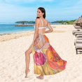 thumbnail image 6 of FORMRS Womens Beach Sarong Semi-Sheer Bikini Wrap Skirt Swimsuit Cover-ups, Orange Abstract Floral, 6 of 7