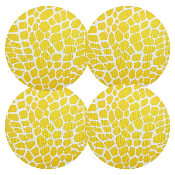 Ryvnso Yellow Lizard Skin Round Plate Mats Dining Table Placemat Set of 4 for Holiday Decoration