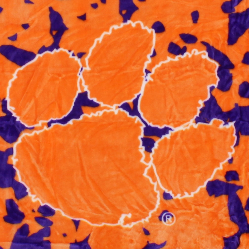 College Covers Clemson Tigers Huge Raschel Throw Blanket, Bedspread, 86" x 63"