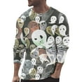 thumbnail image 1 of T-shirt à Col Rond à Manches Longues pour Homme, Automne et Hiver, Grande Taille, Décontracté, Rétro, Imprimé Intégral, Festival d'Halloween, 1 of 4