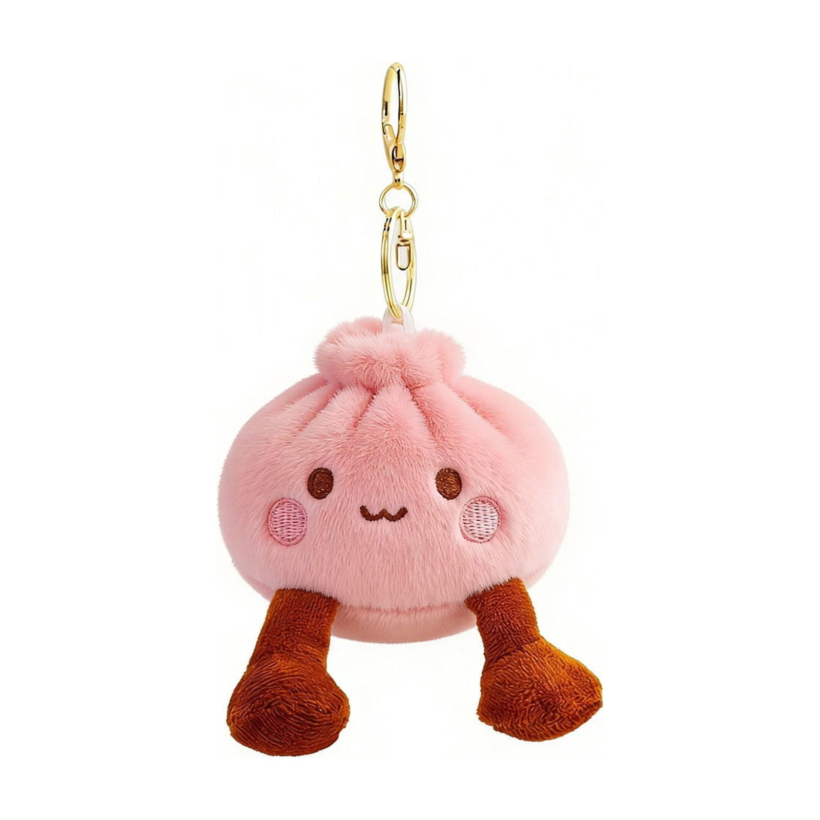 Tusihei 5Pcs Kawaii Dumpling Plush Keychain, Cute Steamed Bun Bag Pendant with Adorable Face, Soft Plush Key Ring with Metal Clasp and Chain for Backpack Purse Keys