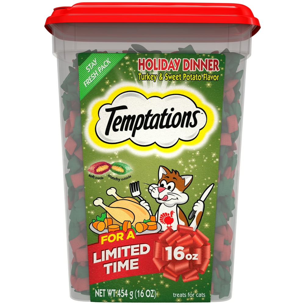 TEMPTATIONS Classic, Crunchy and Soft Cat Treats, Holiday Dinner Turkey