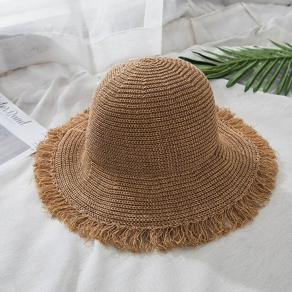 CoCopeanut New Womens Straw Hats Beach Cap Panamas UV Protection Sun Visor Beach Hats Women Visors Foldable Female Summer Sun Hat Lady Cap