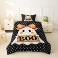 thumbnail image 2 of Homewish Boo Bow Ghost Twin Duvet Cover for Women, Polka Dot Orange Coquette Skull Twin Bedding, Black Reversible, 2 Pieces, 1 Duvet Cover and 1 Pillowcase, 2 of 6