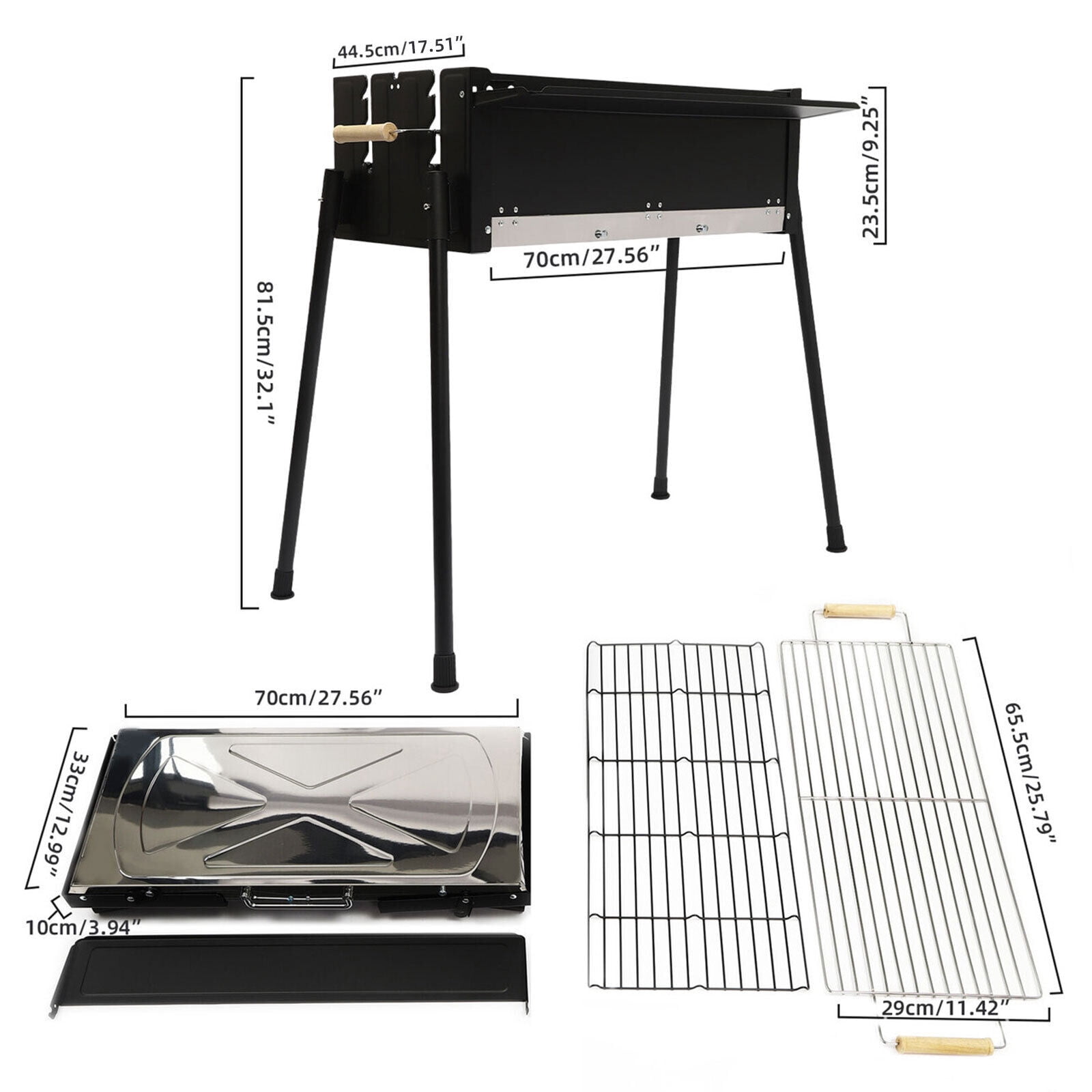Charcoal BBQ Grill – Foldable, Height Adjustable, 3-8 People
