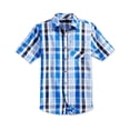 thumbnail image 1 of Sean John Mens SS Plaid Button Up Shirt, Azul, Grande Sean John Botones al frente, 1 of 2
