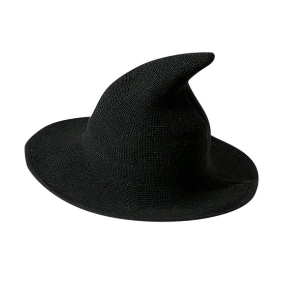 Women Witch Hat Foldable Costume Sharp Large-Brim Crochet Warm Summer Cap