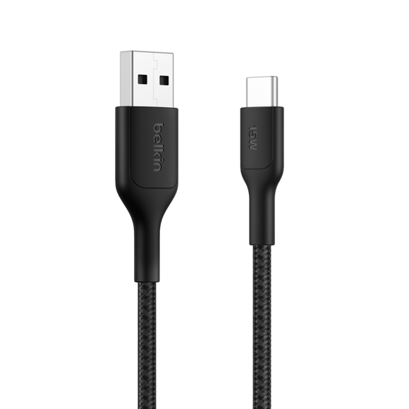 Cable BoostCharge Eco USBA vers Lightning 1 m/3,3 pi Cable souple et flexible pour charge rapide, cable chargeur Lightning pour iPhone 14 et series anterieures iPad 9e gen et AirPods NR