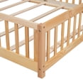 thumbnail image 6 of Queen Size Floor Platform Bed with Safety Fence Guardrails and Door, Durable Montessori Floor Bed with with Wood Slats, Floor Height Queen Bed Frame for Kids Boys Girls and Teens, Natural, 6 of 9